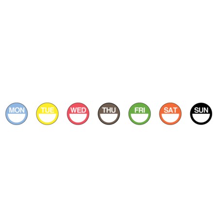 Nevs Dissolvable DaySpot Set - Monday thru Sunday 1 circle Assorted, PK7 DDOT-SET1W